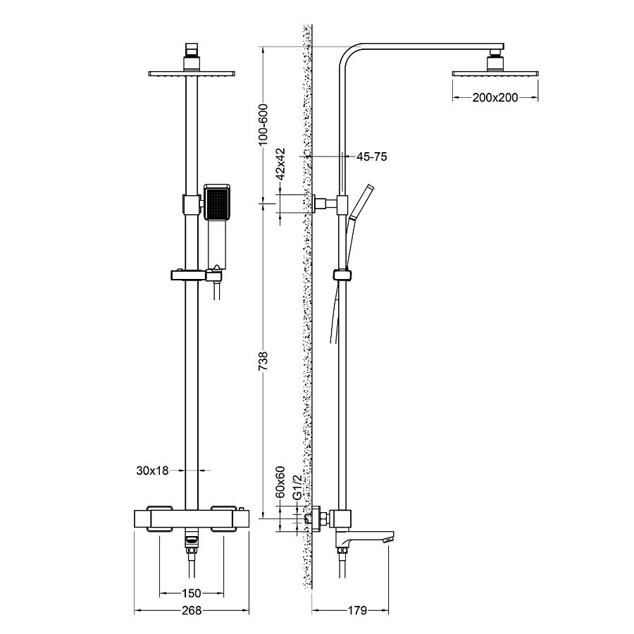 Душевая стойка Timo Tetra-Thermo SX-0169/17 золото матовое