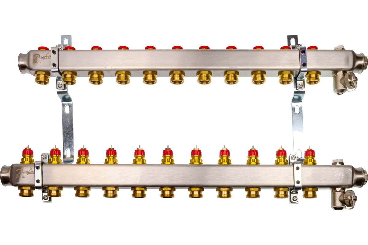 Комплект коллекторов Danfoss SSM-11 с кронштейнами для 11 контуров 088U0981