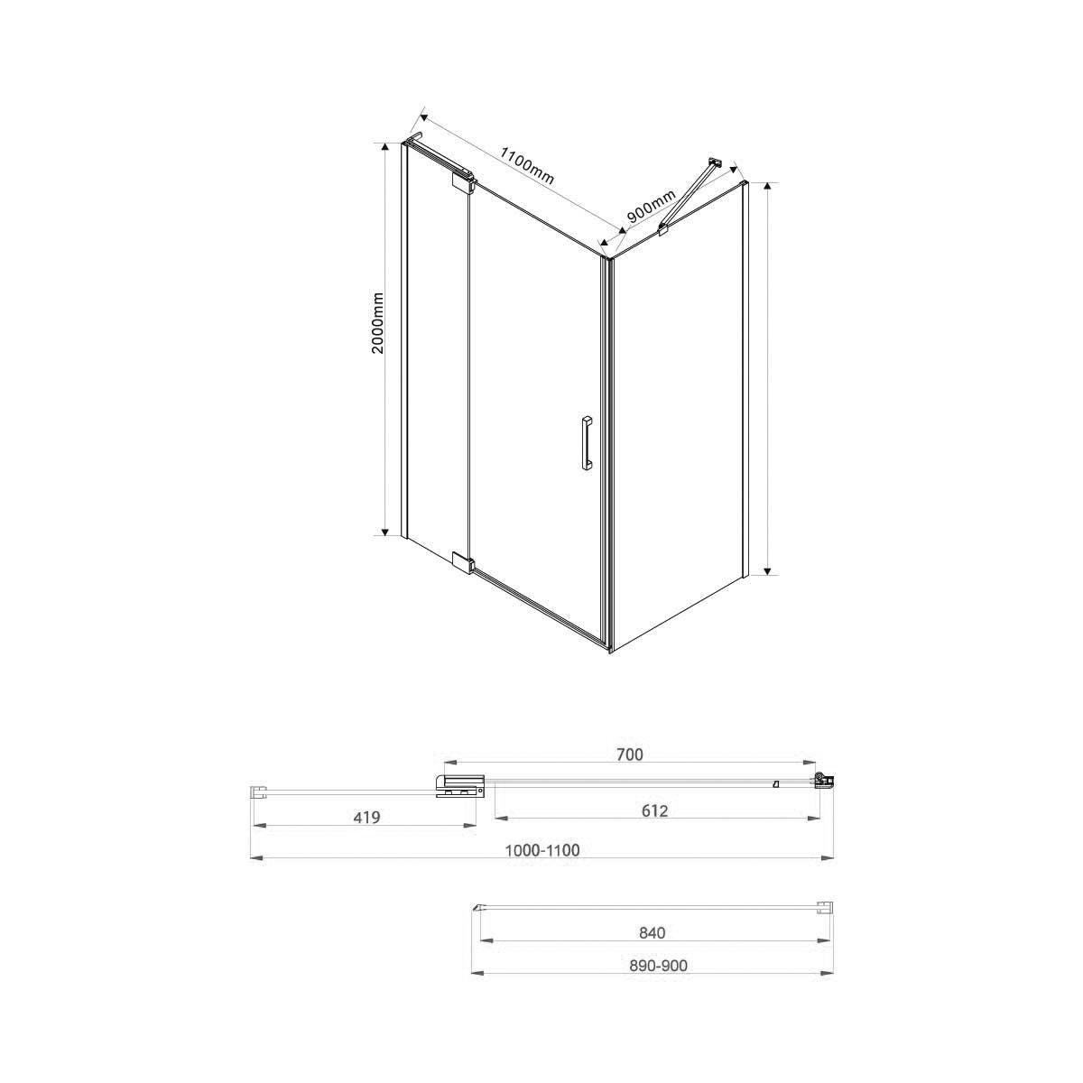 Душевой уголок Vincea Extra VSR-1E 100/110x90 хром, прозрачный