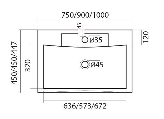 Раковина Art&Max AM-LAV-750-MR-FP 75 см