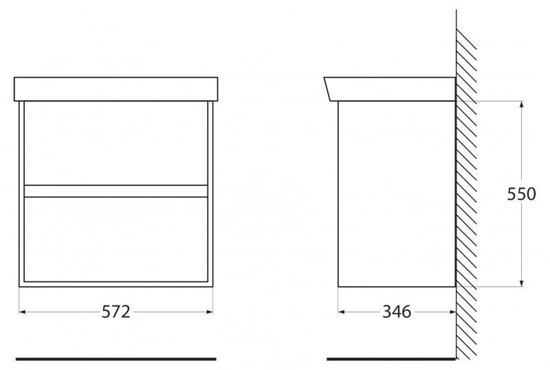 Тумба с раковиной BelBagno Neon 60 см, 2 ящика, Rovere Scuro