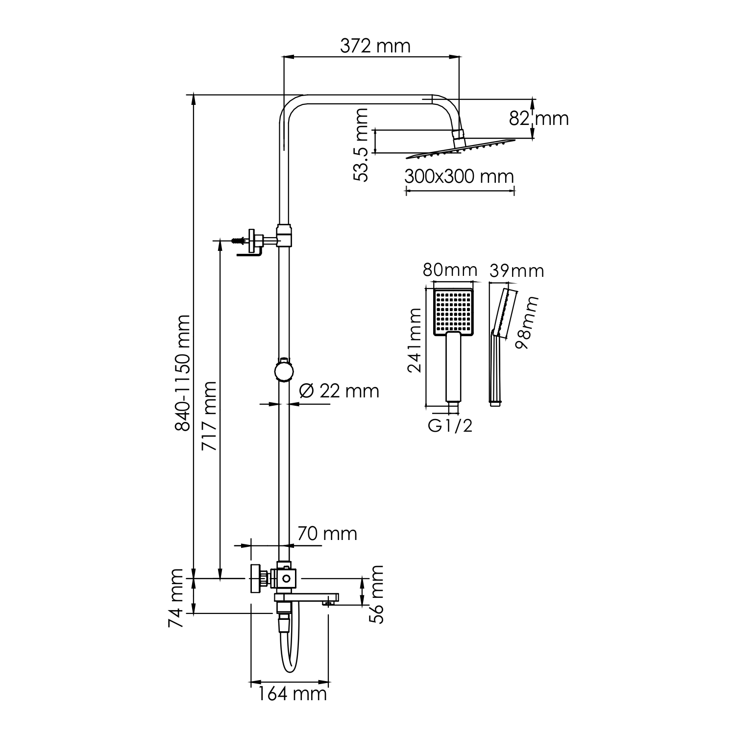 Душевая стойка WasserKRAFT A199.118.141.087.CH Thermo с термостатом, хром