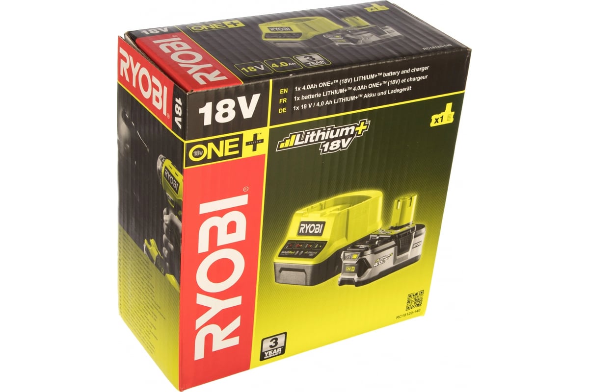 Набор Ryobi ONE+ RC18120-140 5133003360 аккумулятор (18 В; 4.0 A*ч; Li-Ion) и зарядное устройство RC18120