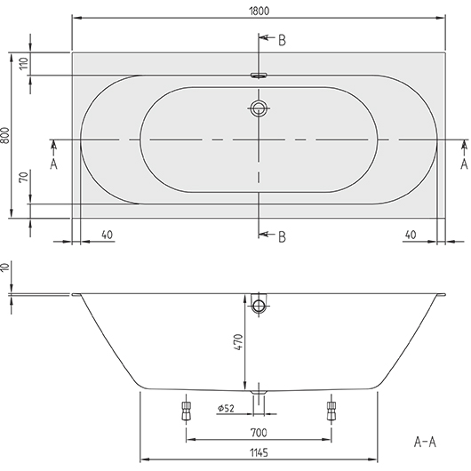 Квариловая ванна Villeroy&Boch Oberon 2.0 180x80 см UBQ180OBR2DV-01