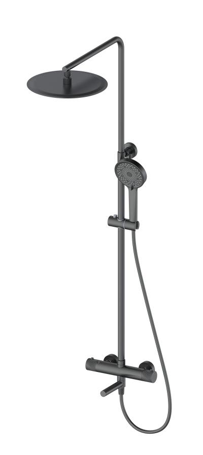 Душевая стойка Oliveeka Y-Line OL-739902-BGM с термостатом, оружейный металл
