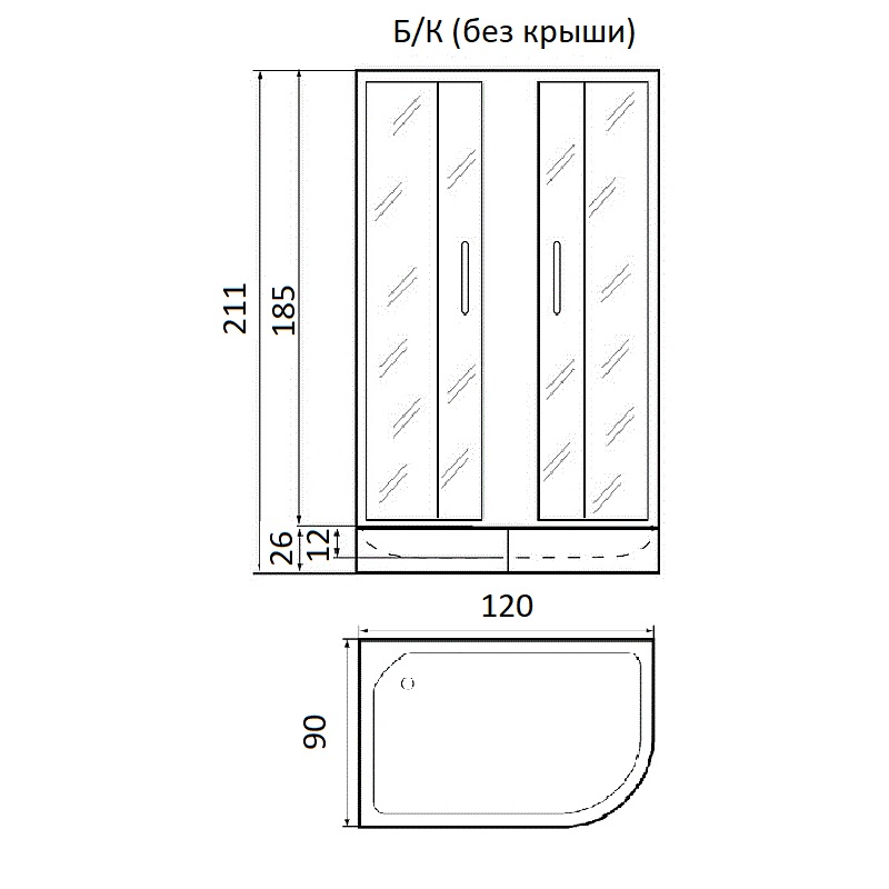 Душевой уголок River Don XL 120/90/24 MT 120x90 хром, матовое, R без поддона