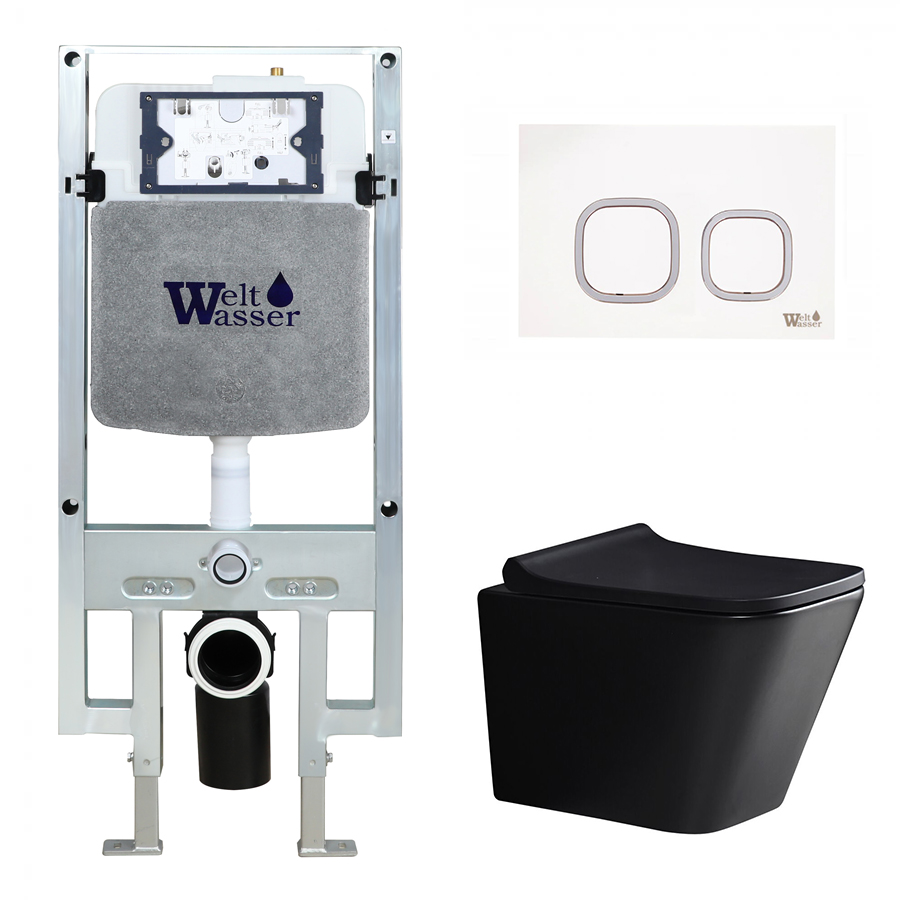 Комплект Weltwasser 10000010526 унитаз Gelbach 041 MT-BL + инсталляция + кнопка Amberg RD-WT
