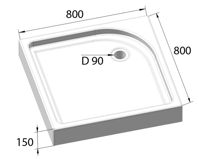  Поддон для душа BelBagno TRAY-BB-A-80-15-W 80x80 квадратный