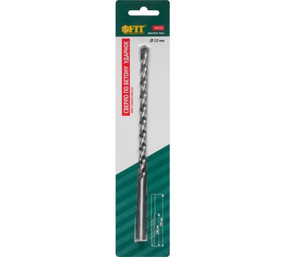 Сверло победитовое ударное по бетону (10х200 мм) FIT IT 34553