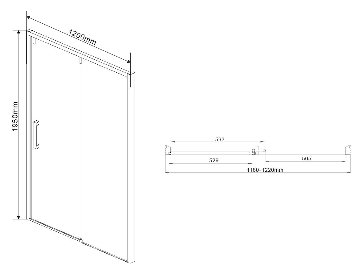 Душевая дверь Vincea Lugano VDS-1L 120x195 черный, прозрачная