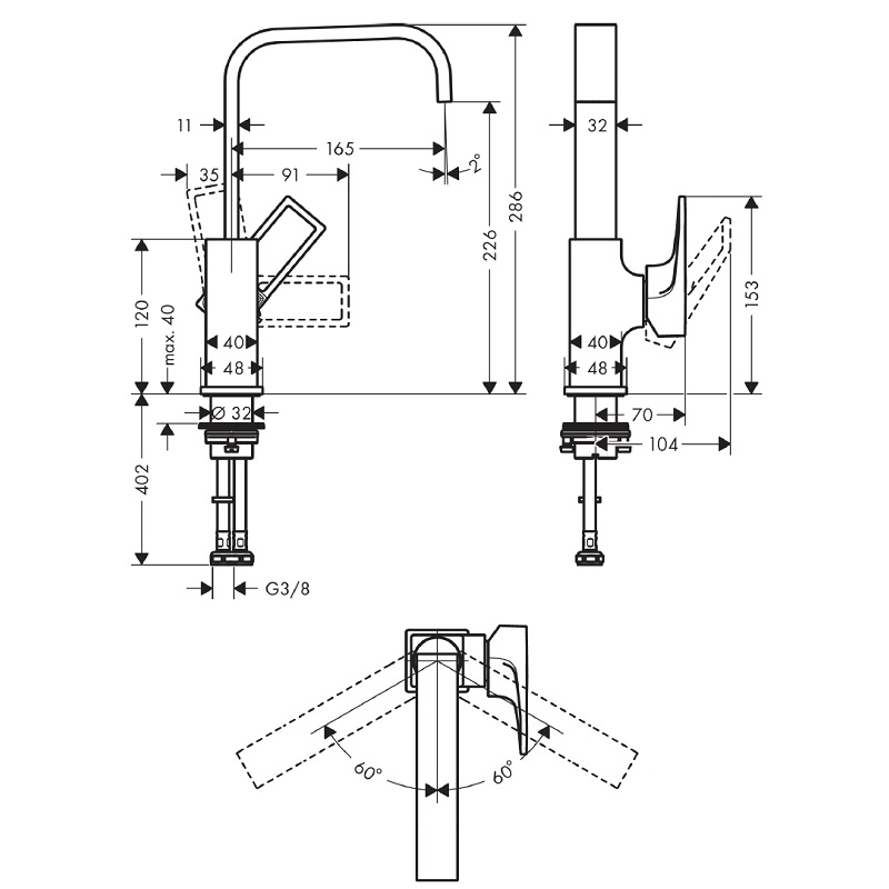 Смеситель для раковины Hansgrohe Metropol 230 74511000