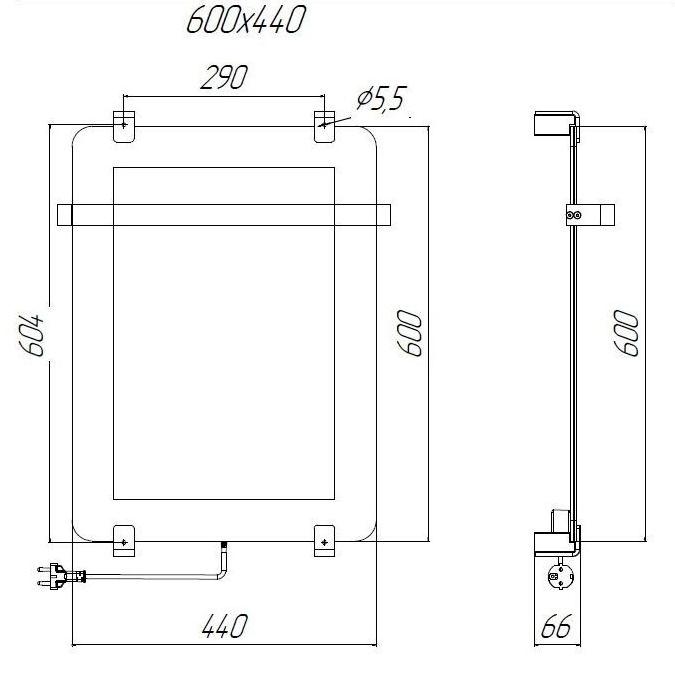 Полотенцесушитель электрический Allen Brau Infinity 60x44 см с рейлингом, черный браш, 00305017