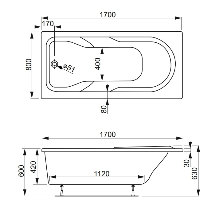 Акриловая ванна VagnerPlast Corvet 170x80