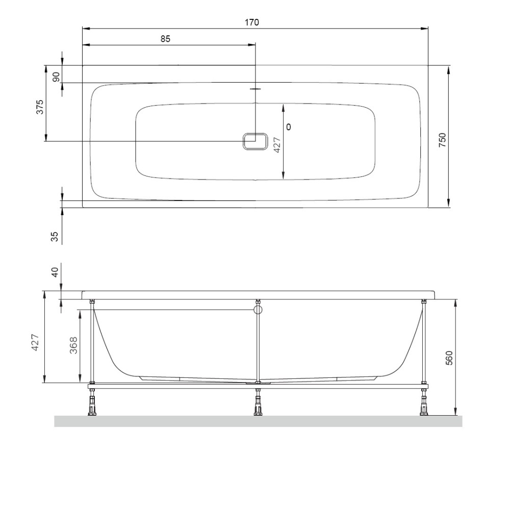 Акриловая ванна Am.Pm Func W84A-170-075W-A 170x75 см