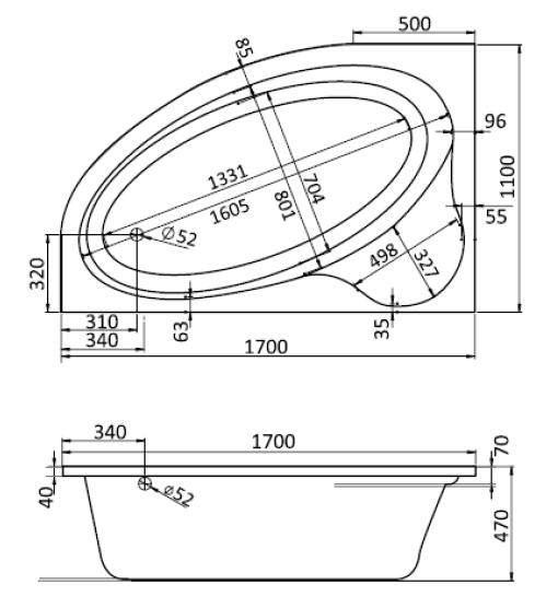 Фронтальная панель Santek Эдера 170x110 L/R