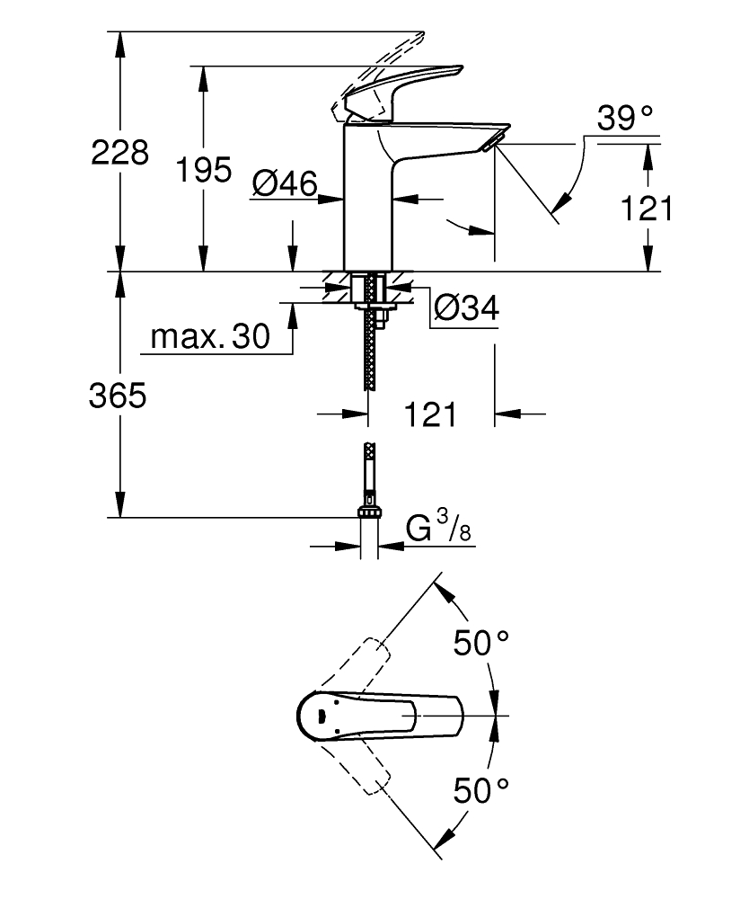 Смеситель для раковины Grohe Eurosmart 23324003