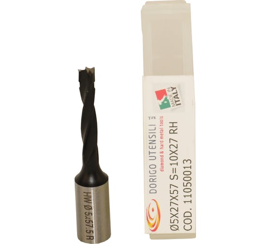 Сверло для глухих отверстий DORIGO HW Ø5x27x57.5 S=Ø10x27 Z=2 RH 11050013