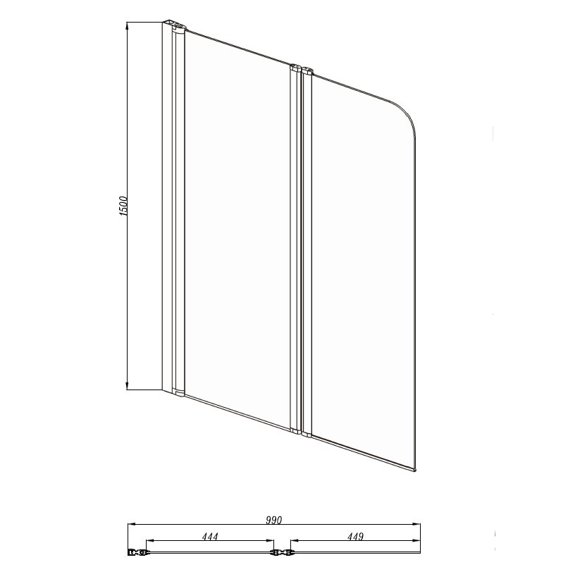 Шторка для ванны Aquatek AQ DEL SBA 10015CH 100x150 хром, прозрачное