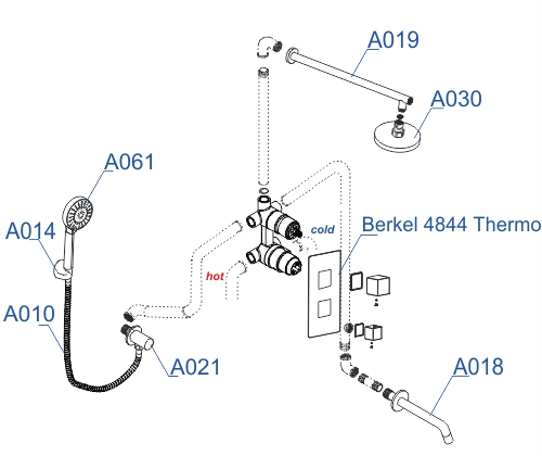 Душевой набор WasserKRAFT Berkel A174819 Thermo