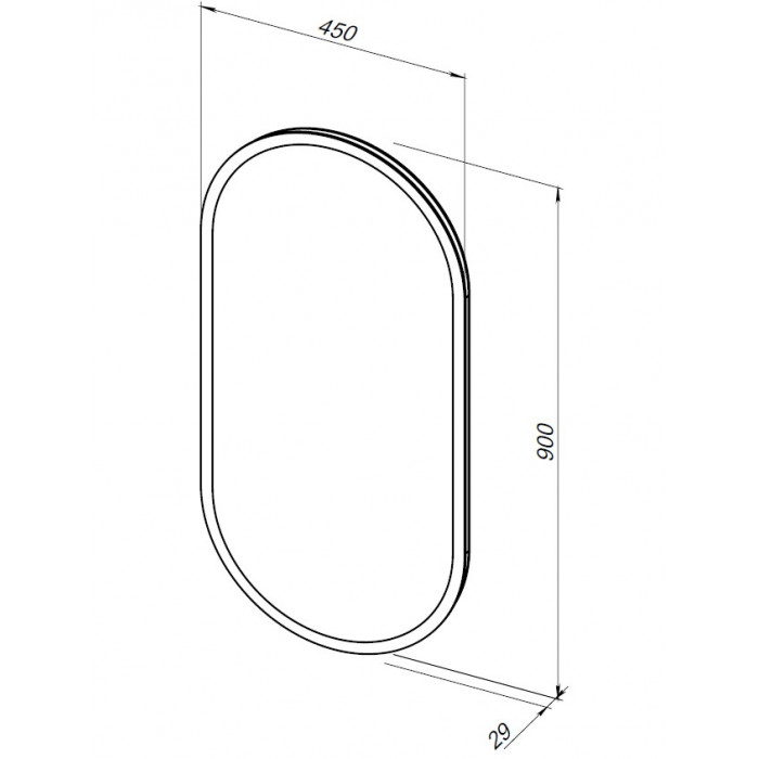 Зеркало Aquanet Монте 45x90 см с подсветкой, антипар, часы 00288969