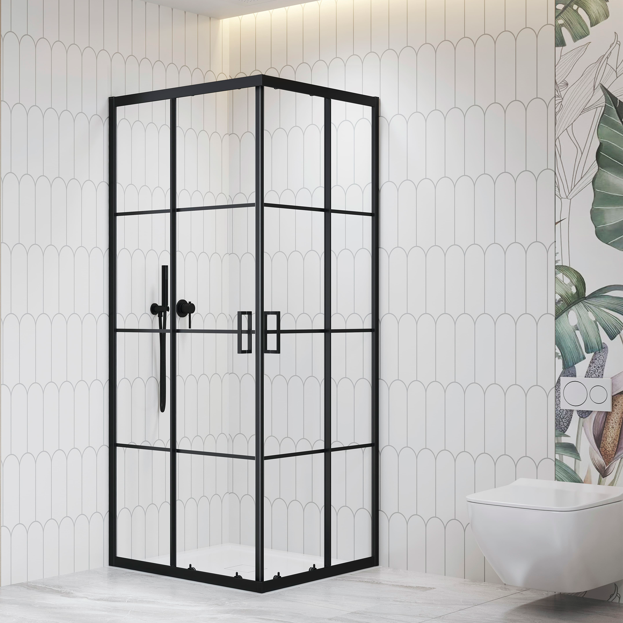Душевой уголок RGW Passage PA-34B 80x80 с рисунком, черный 06083488-84