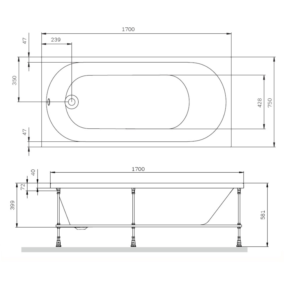 Акриловая ванна Am.Pm X-Joy W94A-170-075W-A 170x75 см