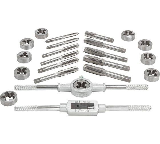 Набор метчиков и плашек дюймовый Rockforce 24 предмета (1/4", 5/16", 3/8", 7/16", 1/2"), в металлическом кейсе RF-M024-2(10458)