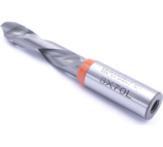 Сверло присадочное сквозное усиленное KJ1-V40208L (8х70 мм; хв-к 10 мм; левое вращение) МНОГОФРЕЗ 6575