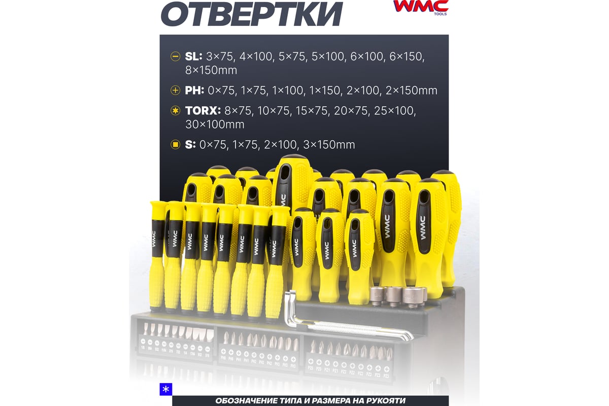 Набор отверток и бит 100пр. WMC TOOLS WMC-10100(51782)