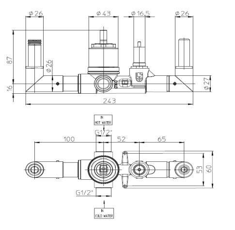 Скрытая часть смесителя Bossini Apice Z00546000, для ванны Z00555/Z00557