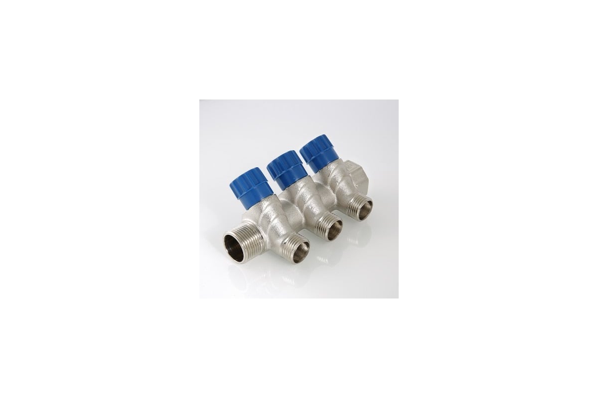 Комплект Valtec _16 VI7 Коллектор с регул. вентилями, 1x3 вых. 1/2 нар. VTc.560.N.0603 + Адаптер д/коллектора /конус-плоскость/ 1/2 VTc.701.N.04 VT.VI7.K16.5600603.701