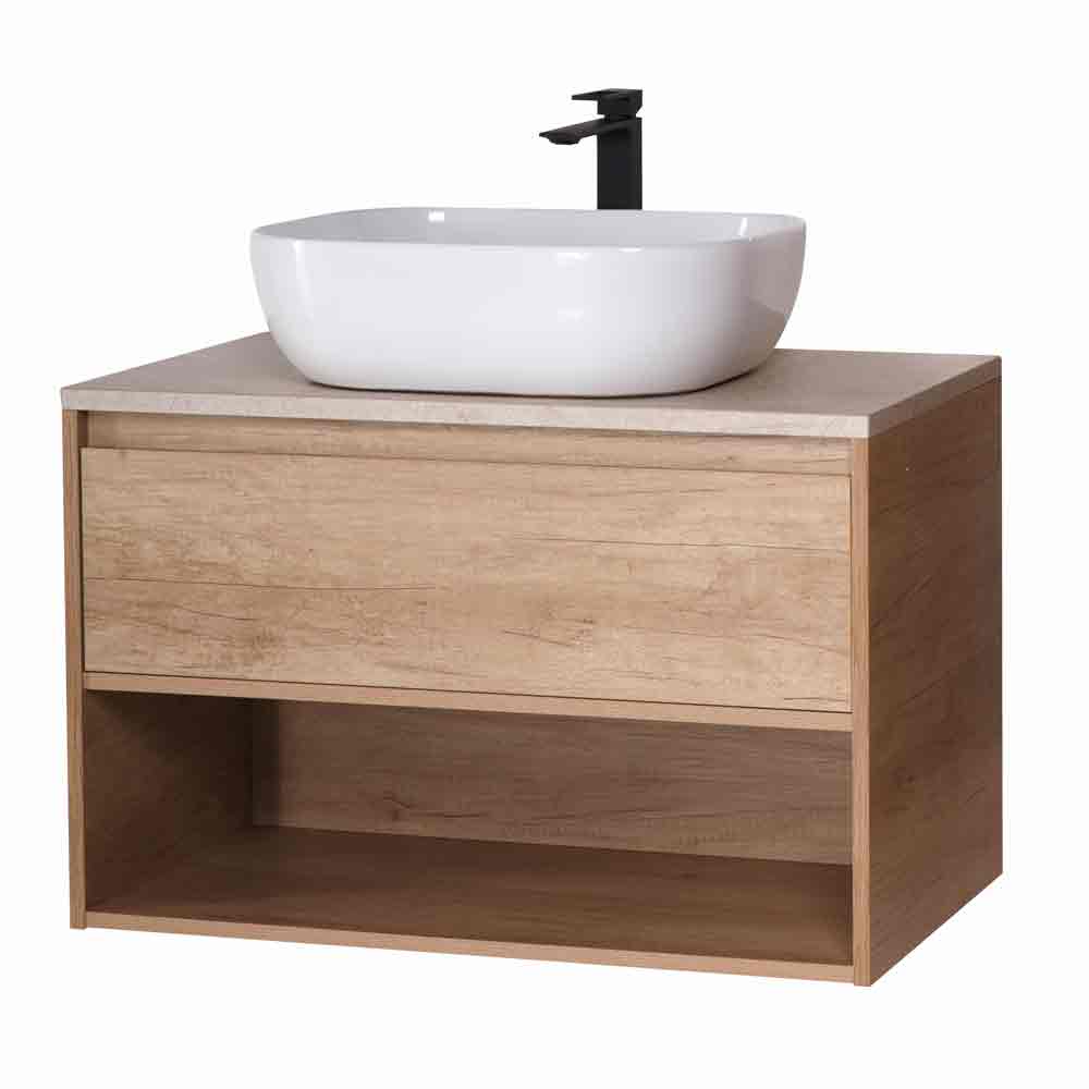 Мебель для ванной BelBagno Kraft 100 см со столешницей, 1 ящик, полка Rovere Nebrasca Nature