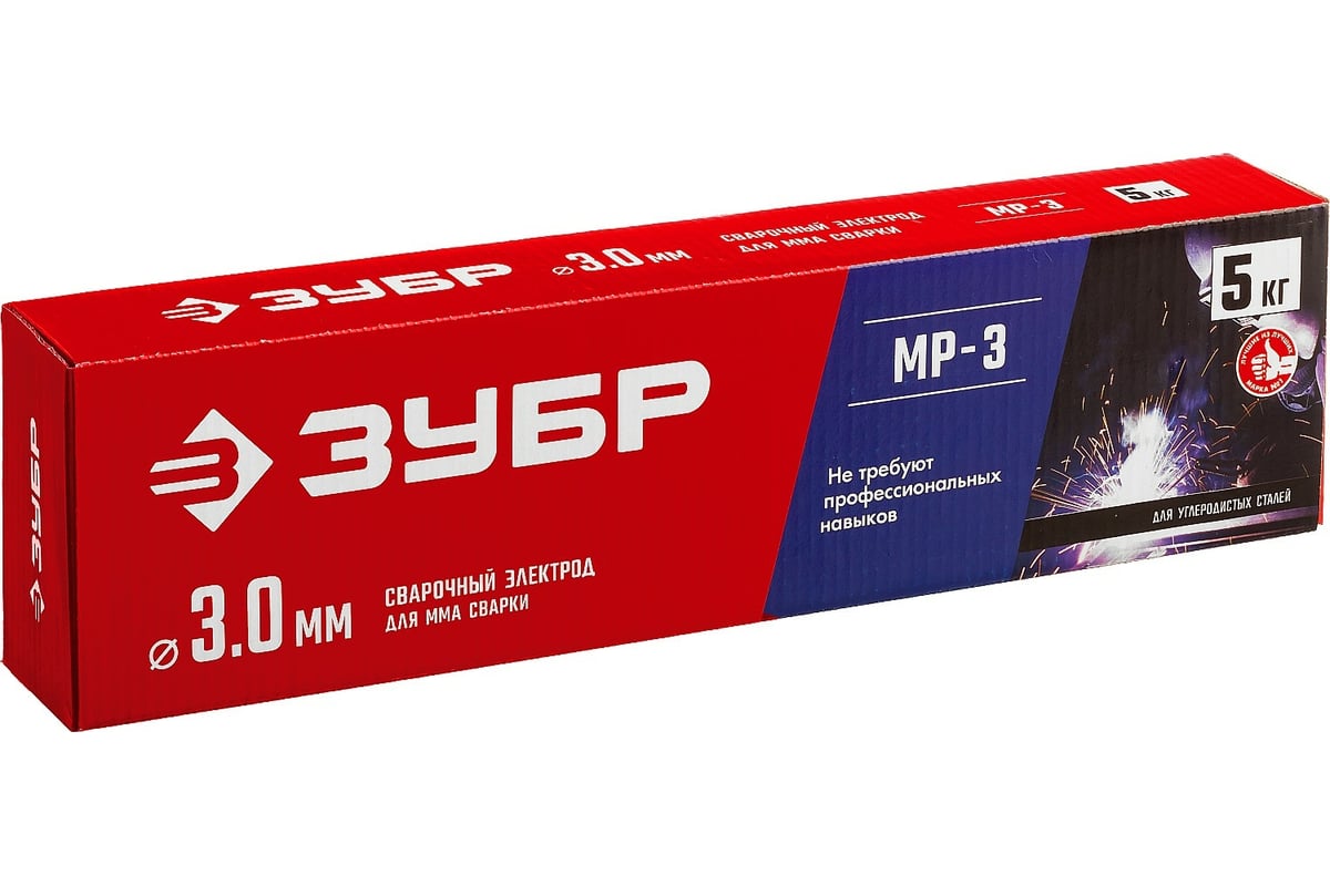 Электроды сварочные Зубр МР-3, с рутиловым покрытием, 3х350 мм, 5 кг 40015-3.0