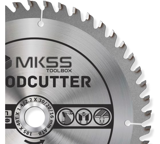 Диск пильный по дереву MKSS Toolbox Woodcutter WC1850 185x48Тх30/20/16 мм WC18504830