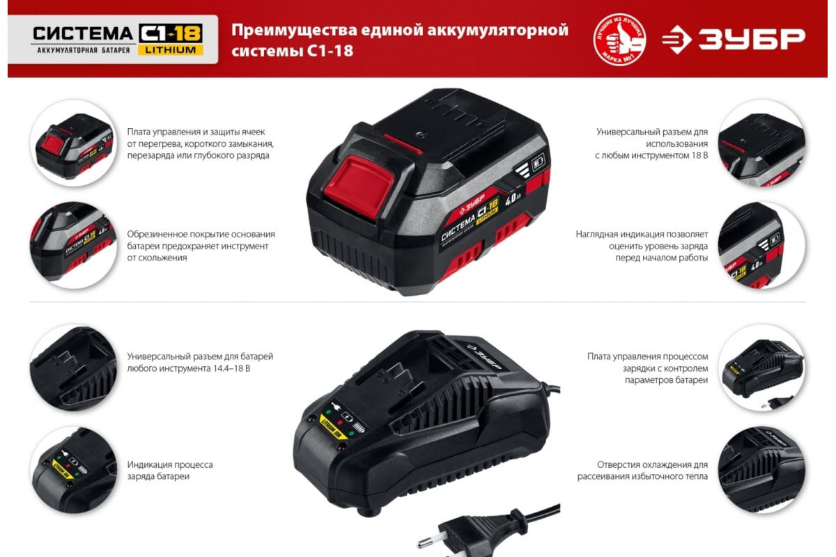 Дрель-шуруповерт Зубр 18 В, без АКБ, в коробке ДШЛ-185