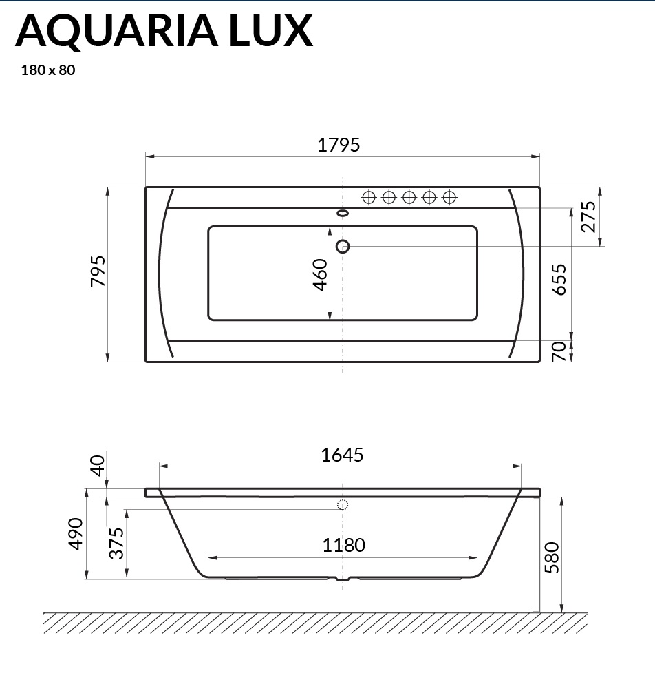 Акриловая ванна Excellent Aquaria Lux 180x80