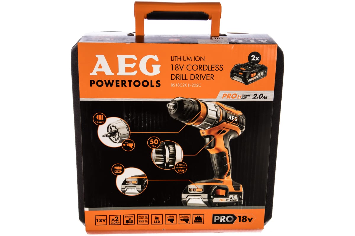 Аккумуляторная дрель-шуруповерт AEG Compact BS18C2X LI-202C 4935459423