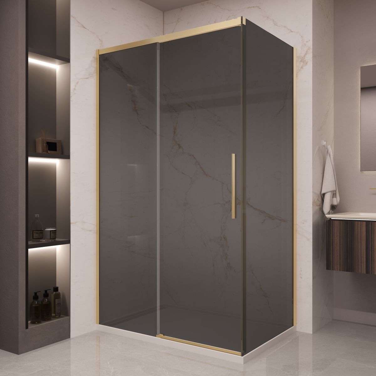 Душевой уголок Vincea Stella VSR-1ST9012CGG 120x90 брашированное золото, тонированное