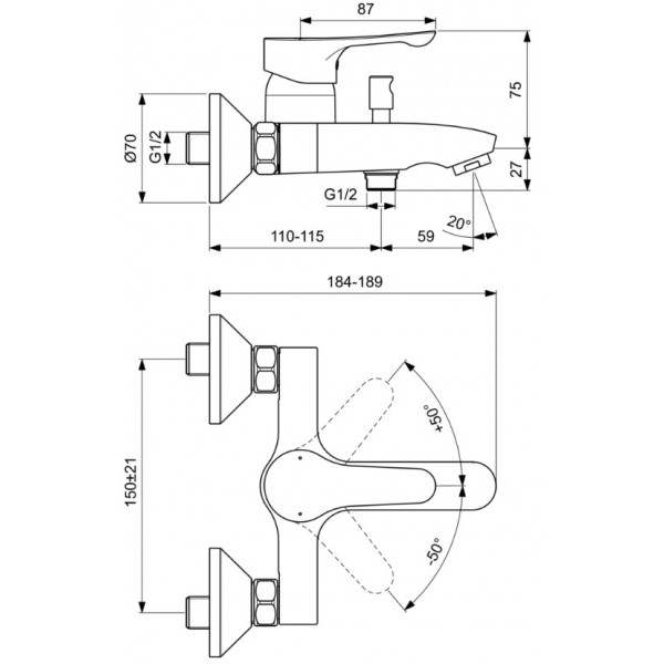 Душевой набор Ideal Standard Alpha BD004AA 3 в 1