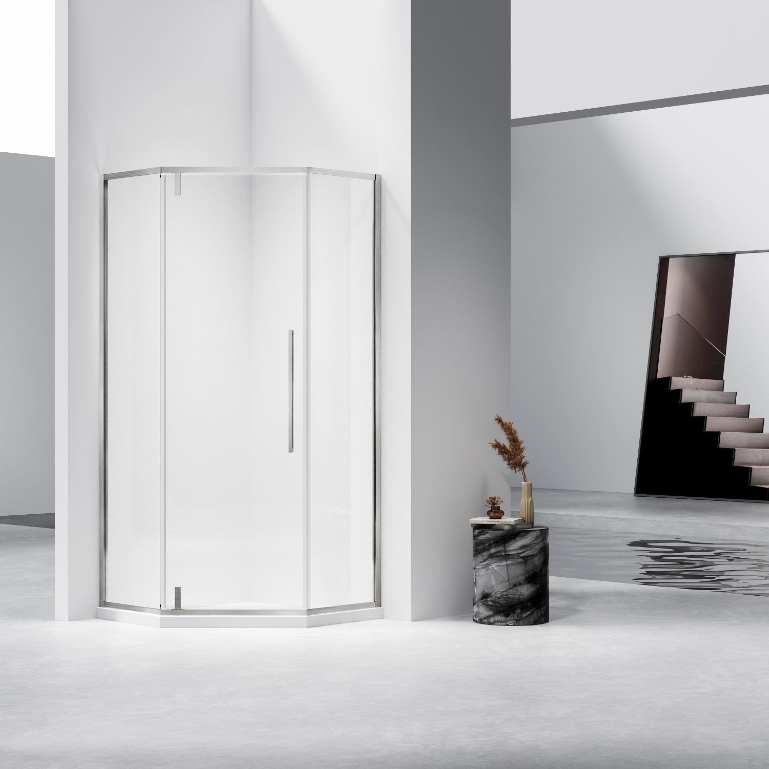 Душевой уголок Vincea Слим-Н (Slim-N) VSP-4SN900CLBN 90x90 брашированный никель, прозрачный