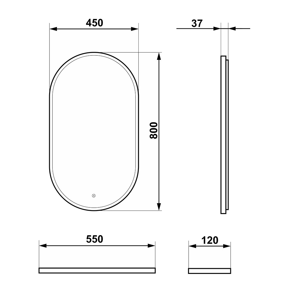 Зеркало Континент Prime Grey LED 45x80 см с подсветкой ЗЛП1079