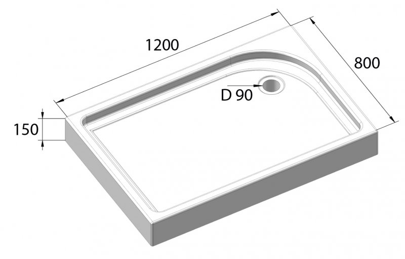 Поддон для душа BelBagno TRAY-BB-AH-120/80-15-W-R 120x80 прямоугольный, правый