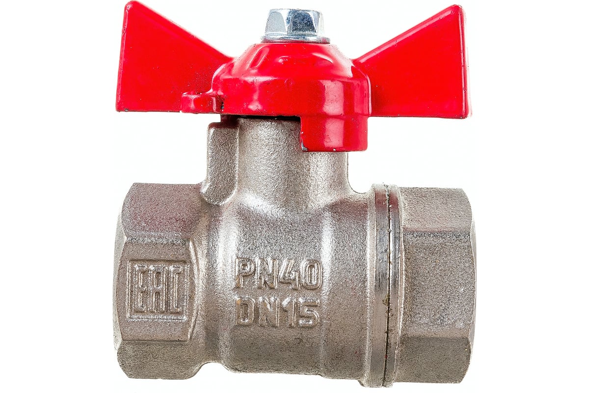 Шаровой для воды Valfex 1/2" ВР/ВР бабочка, никелированная латунь 11Б27фт1М VF.217.NB1.012.Bir