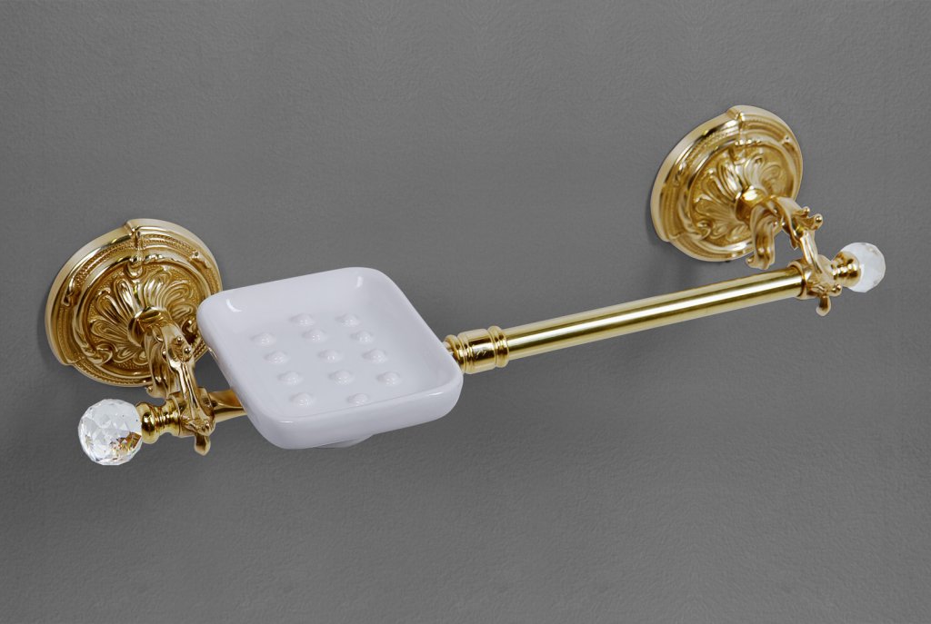 Полотенцедержатель с мыльницей Art&Max Barocco Crystal AM-2057P-Do-Ant-C античное золото