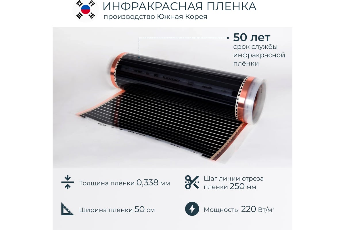 Комплект теплого пола с механическим терморегулятором Манотек 3,5 м² infra_pol_3.5
