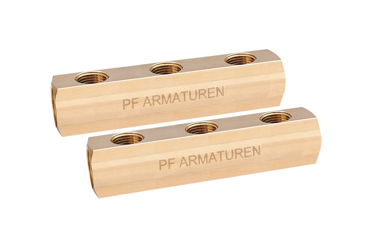 Коллектор PROFACTOR латунный, двусторонний в/в 1" х 3 вых 1/2"вн PF MF 260.3