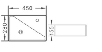 Раковина CeramaLux N 9275L 45 см левая