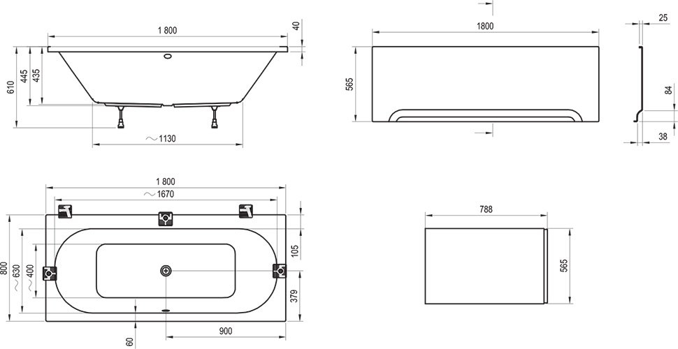 Акриловая ванна Ravak City 180x80 см C920000000