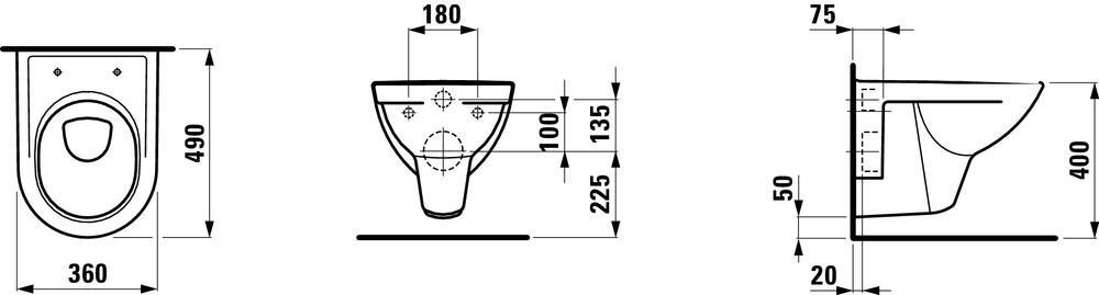Подвесной унитаз Laufen Pro 8.2095.2.000.000.1 укороченный