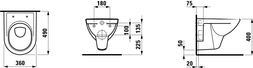 Подвесной унитаз Laufen Pro 8.2095.2.000.000.1 укороченный